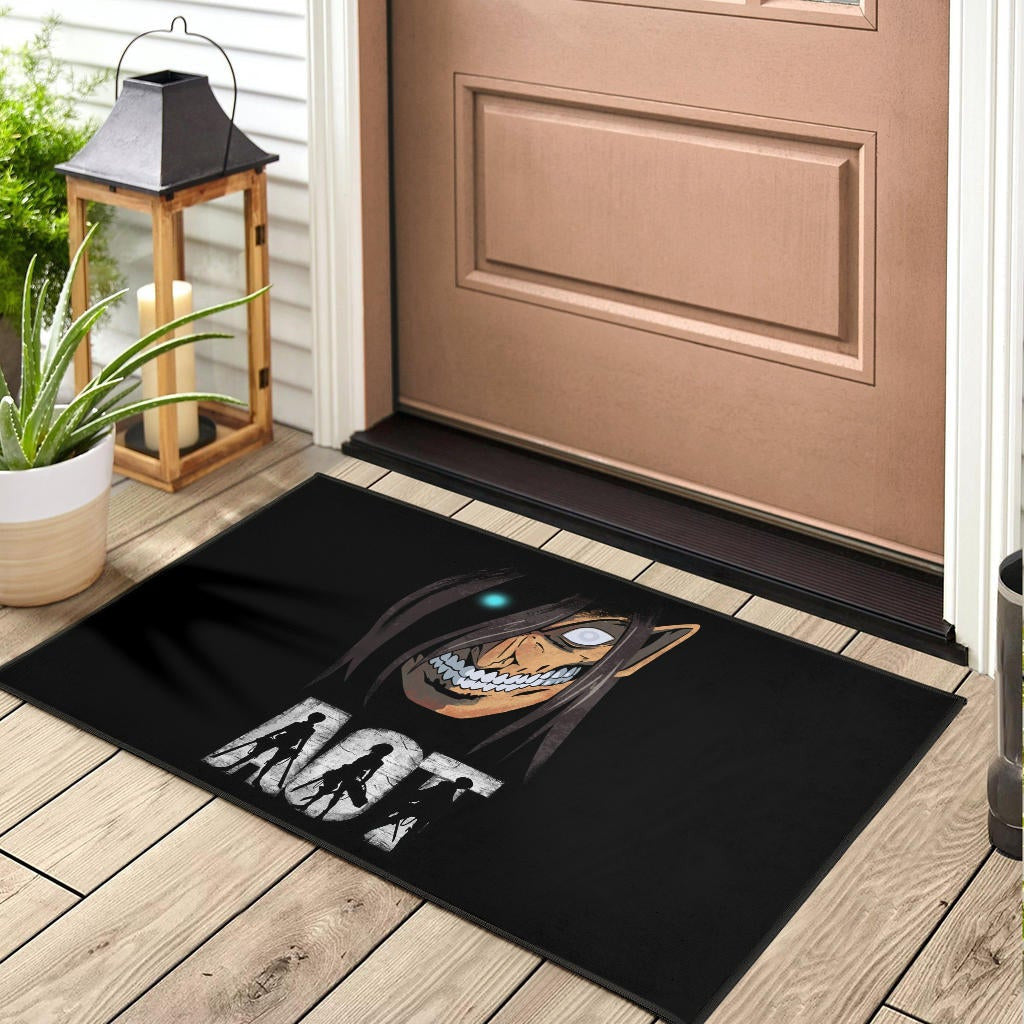 Attack On Titan Anime Door Mat - AOT Characters And Eren Titan Face Door Mat Home Decor