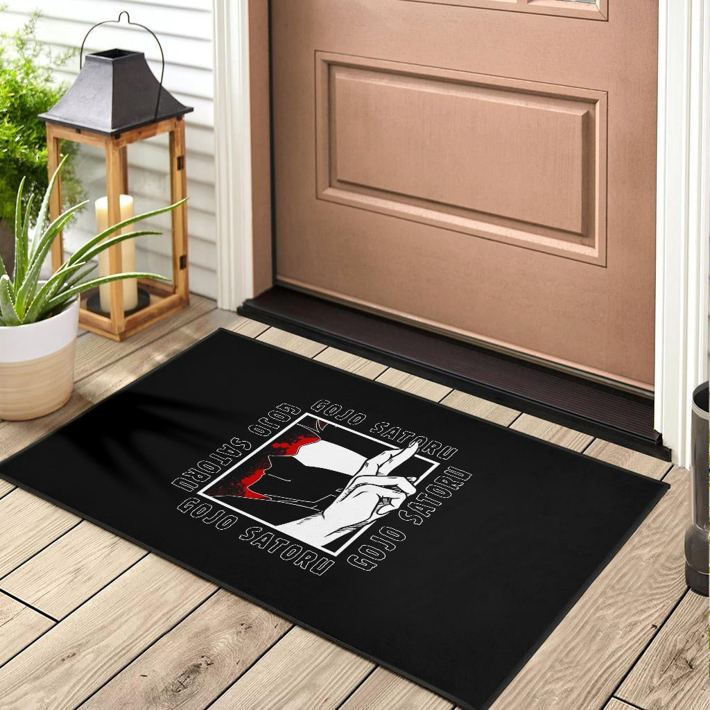 Jujutsu Kaisen Anime Door Mat Satoru Gojo Face Shadow Hand Sign Black White Door Mat Home Decor