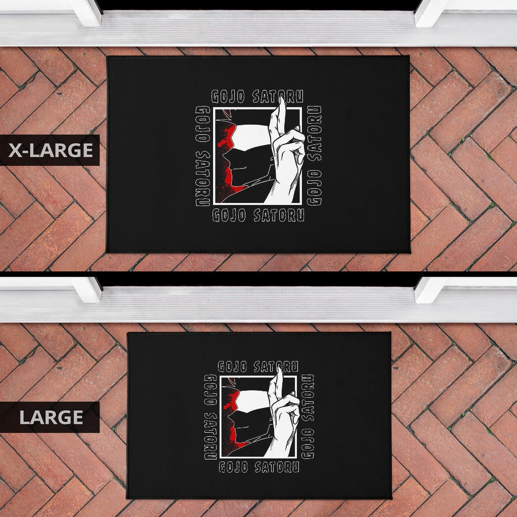 Jujutsu Kaisen Anime Door Mat Satoru Gojo Face Shadow Hand Sign Black White Door Mat Home Decor