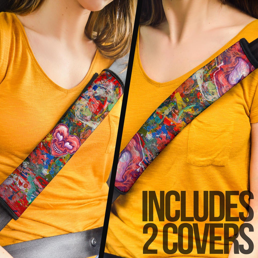 Valentine Seat Belt Covers - Devil Heart Smiling Face Patterns Belt Covers