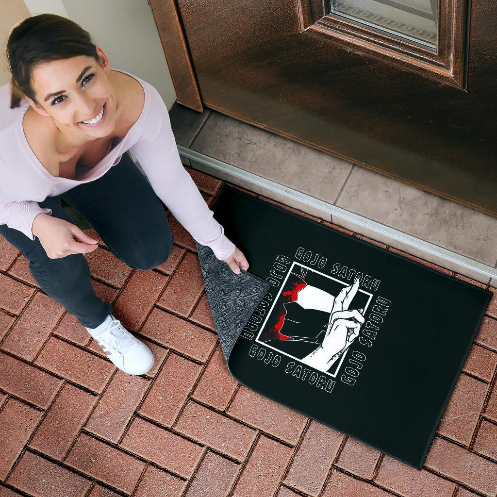 Jujutsu Kaisen Anime Door Mat Satoru Gojo Face Shadow Hand Sign Black White Door Mat Home Decor