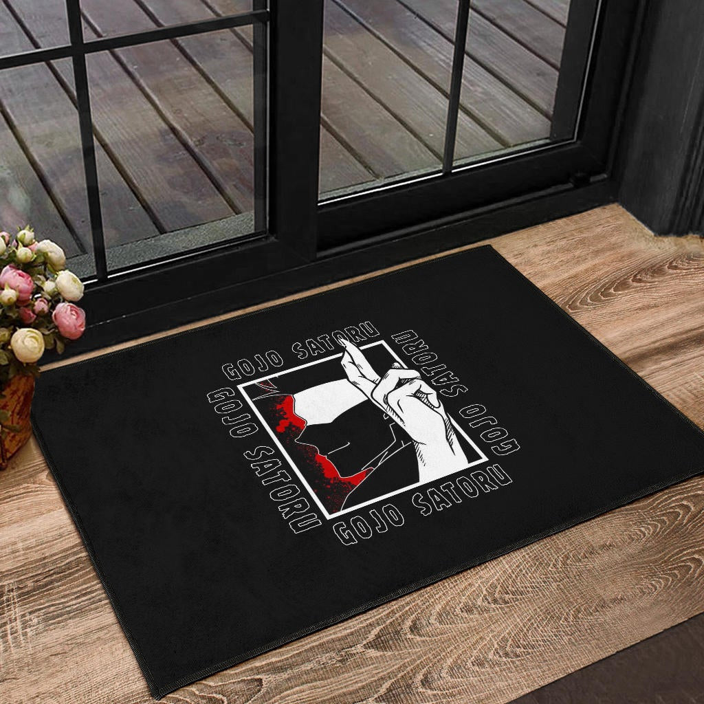 Jujutsu Kaisen Anime Door Mat Satoru Gojo Face Shadow Hand Sign Black White Door Mat Home Decor