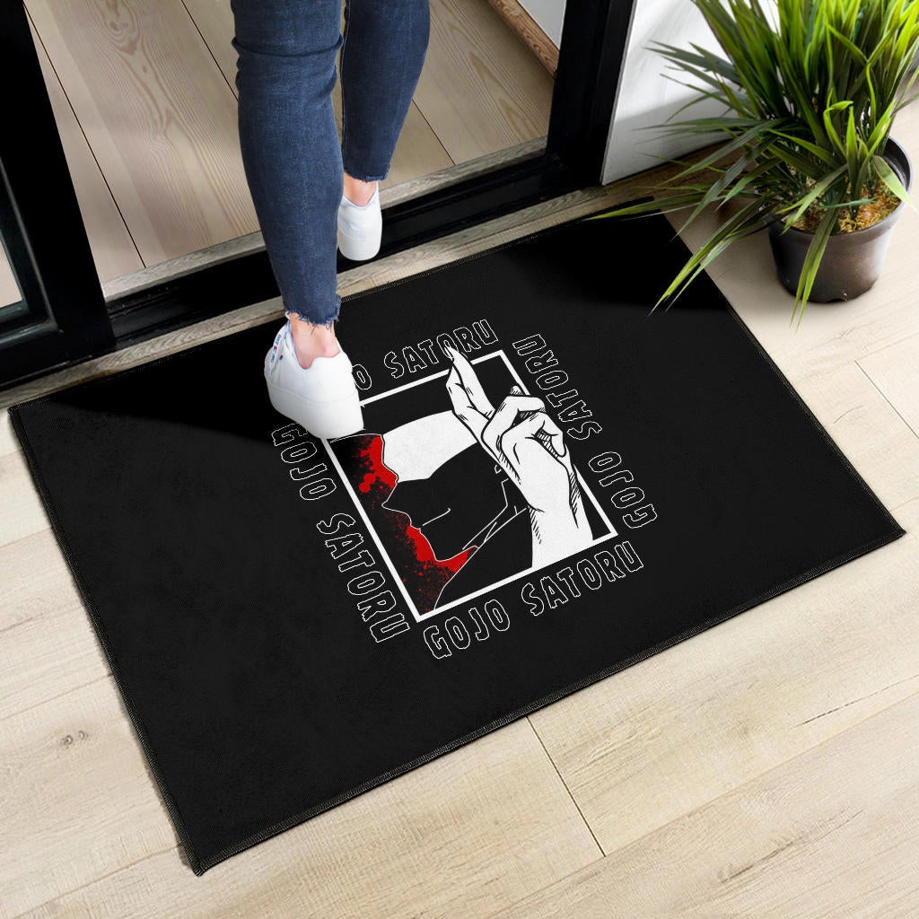 Jujutsu Kaisen Anime Door Mat Satoru Gojo Face Shadow Hand Sign Black White Door Mat Home Decor
