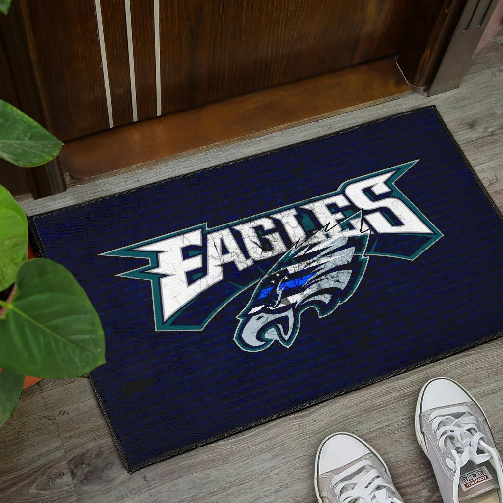 Philadelphia Eagles American Football Team Door Mat Sharp Eagle Head US Flag Blue Brick Wall Door Mat Home Decor