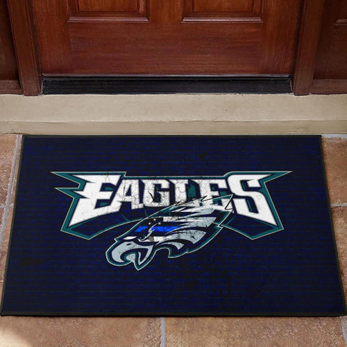 Philadelphia Eagles American Football Team Door Mat Sharp Eagle Head US Flag Blue Brick Wall Door Mat Home Decor
