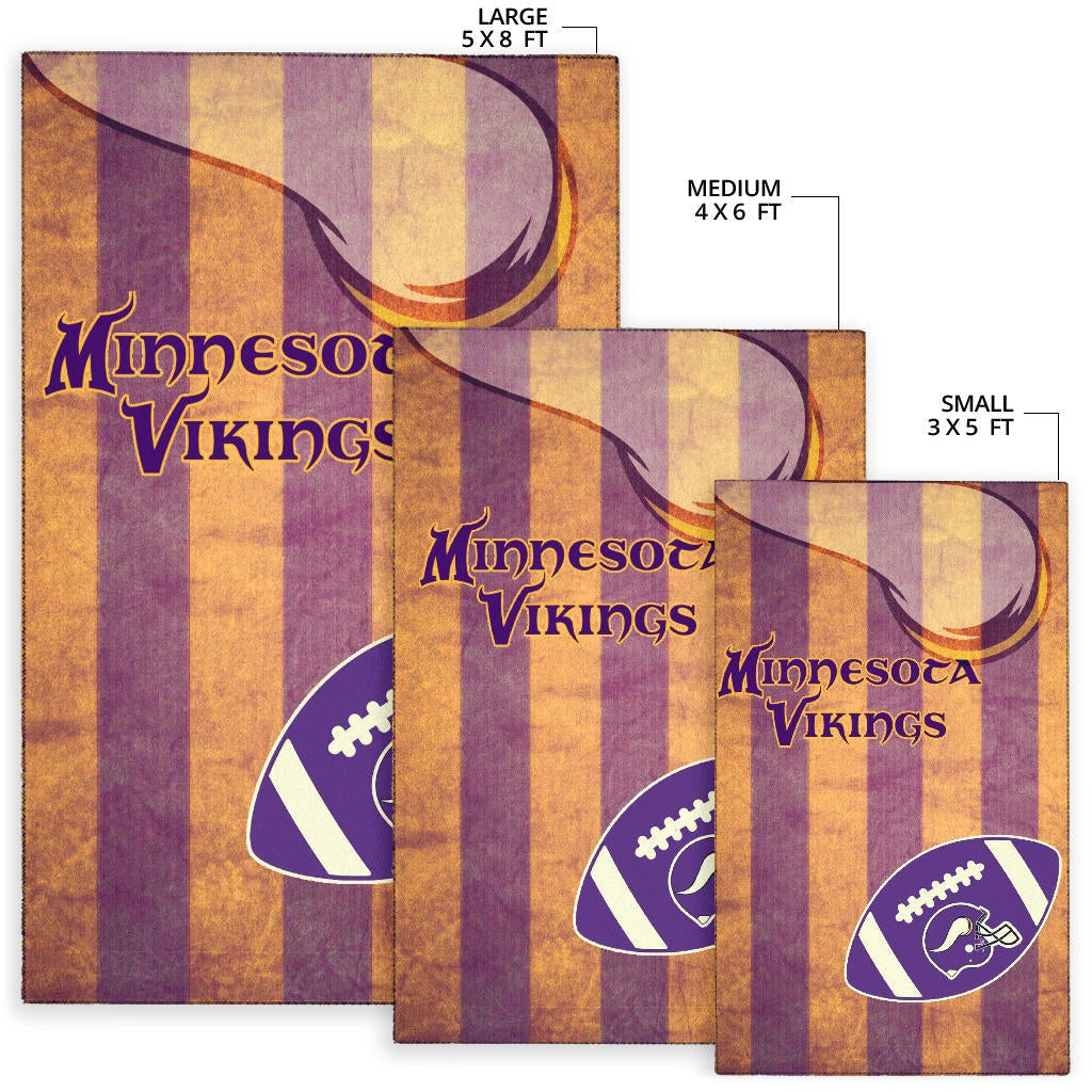 Minnesota Vikings American Football Team Area Rug Rugby Ball On Flag With Viking Horn Adrian Peterson Rugs Home Decor