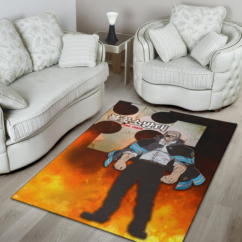 Fire Force Anime Area Rug Leonardo Barns No Emotion Standing In Fire Rugs Home Decor