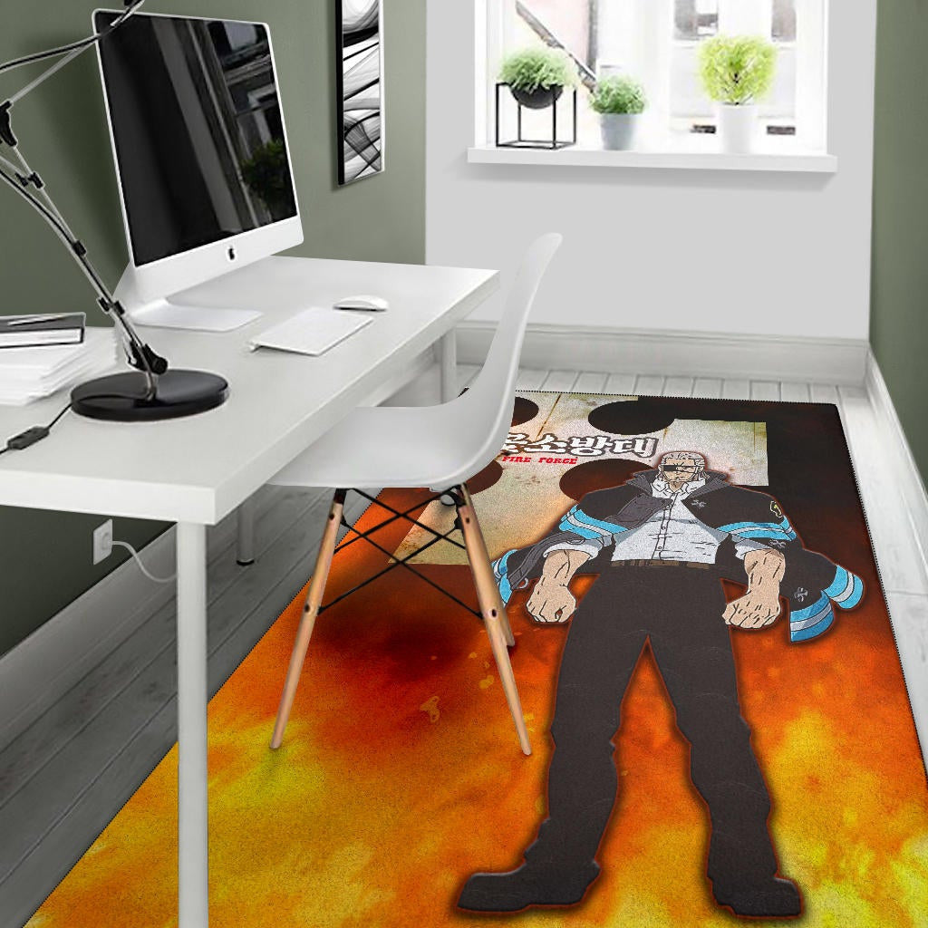 Fire Force Anime Area Rug Leonardo Barns No Emotion Standing In Fire Rugs Home Decor