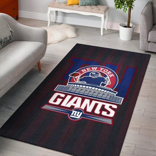 New York Giants American Football Team Area Rug Player Silhouette Throwing Rugby Ball Rugs Home Decor