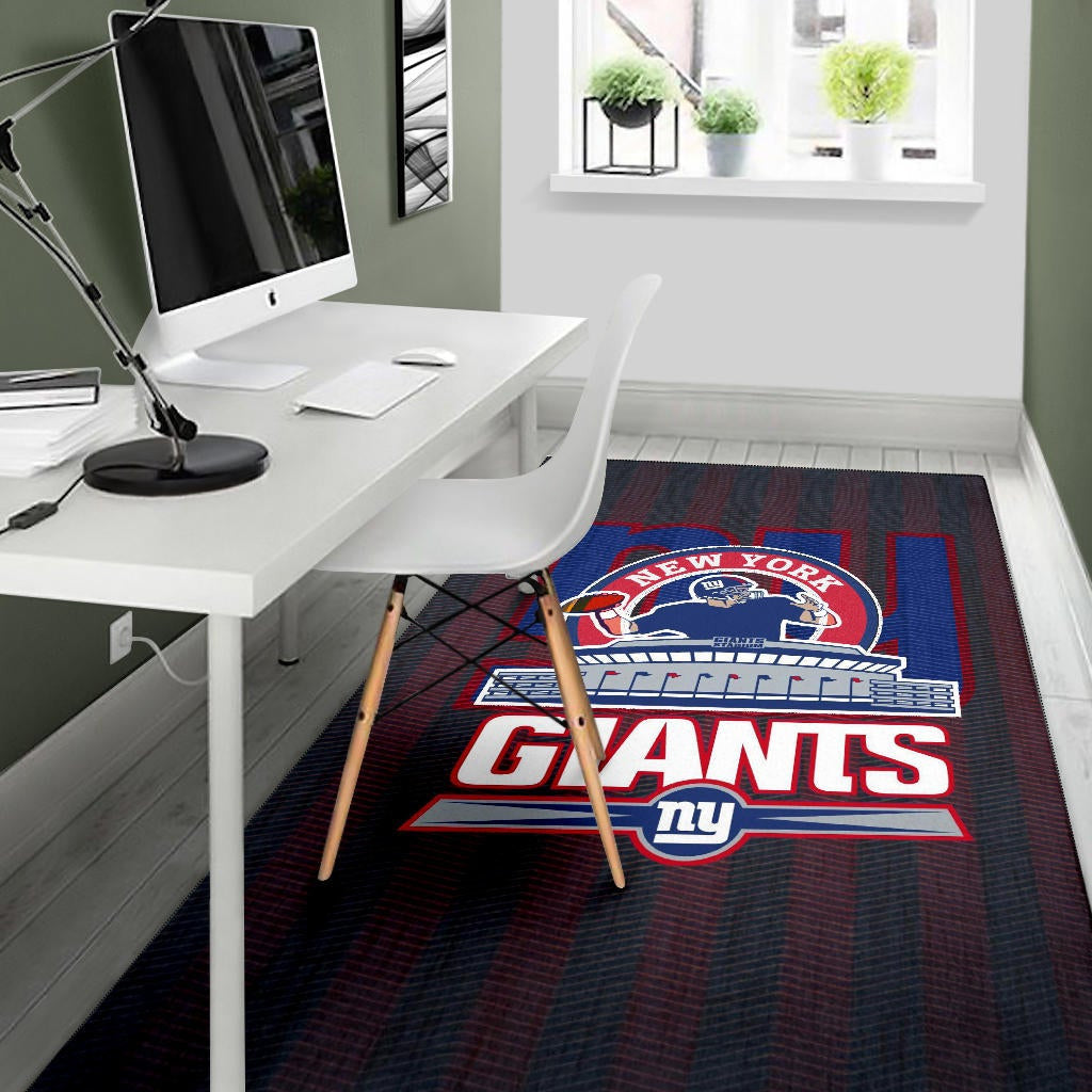 New York Giants American Football Team Area Rug Player Silhouette Throwing Rugby Ball Rugs Home Decor