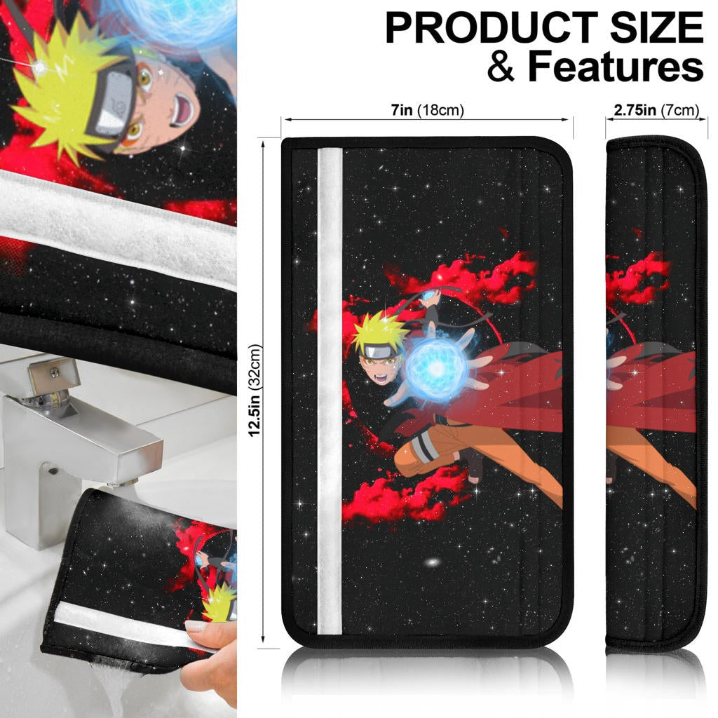 Naruto Anime Seat Belt Covers - Naruto Bijuu Mode Rasengan Power Red Cloud Galaxy Belt Covers