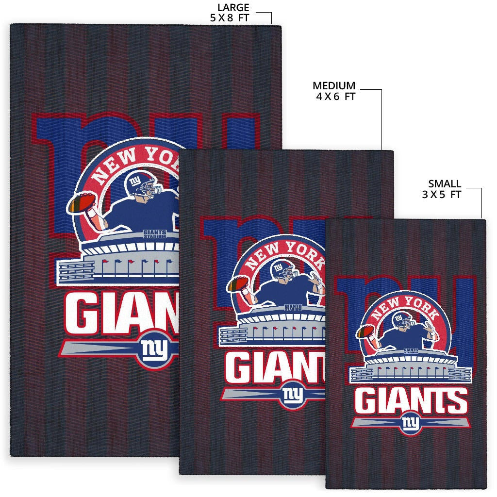 New York Giants American Football Team Area Rug Player Silhouette Throwing Rugby Ball Rugs Home Decor