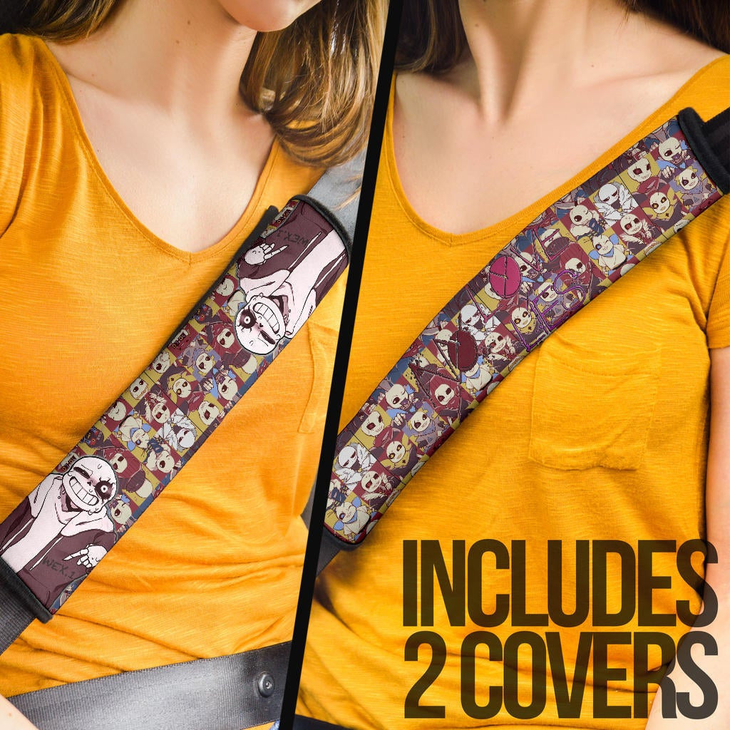 Valentine Seat Belt Covers - Sans Undertale Wearing Jacket Sweating No Love Lies Patterns Belt Covers