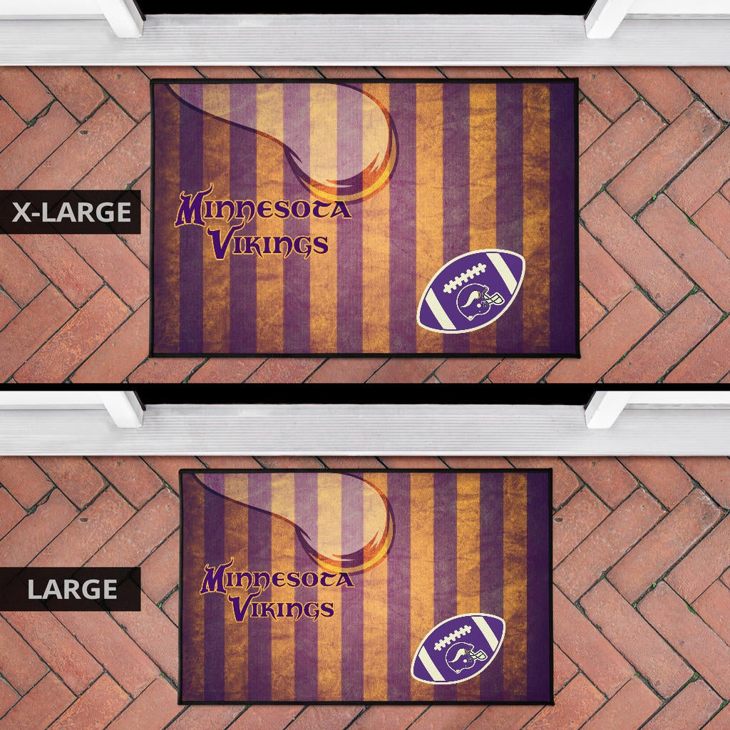 Minnesota Vikings American Football Team Door Mat Rugby Ball On Flag With Viking Horn Adrian Peterson Door Mat Home Decor