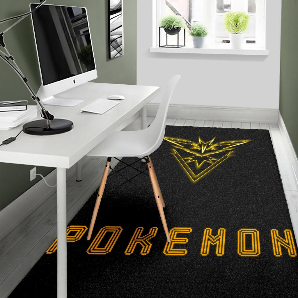 Pokemon Anime Area Rug Team Instinct Symbol Neon Zapdos Pokemon Go Rugs Home Decor