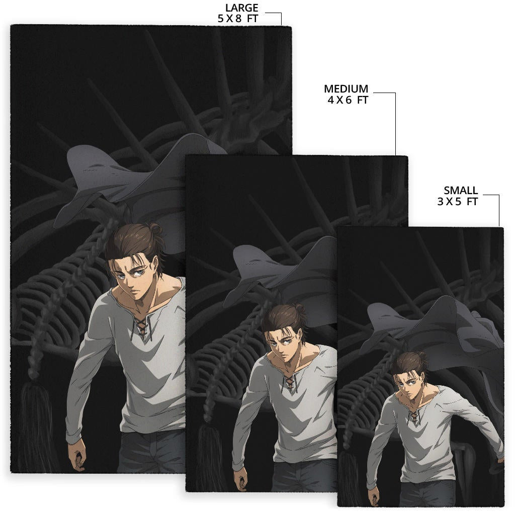 Attack On Titan Anime Area Rug - Eren Take Off Cloak Monster Skeleton Rugs Home Decor