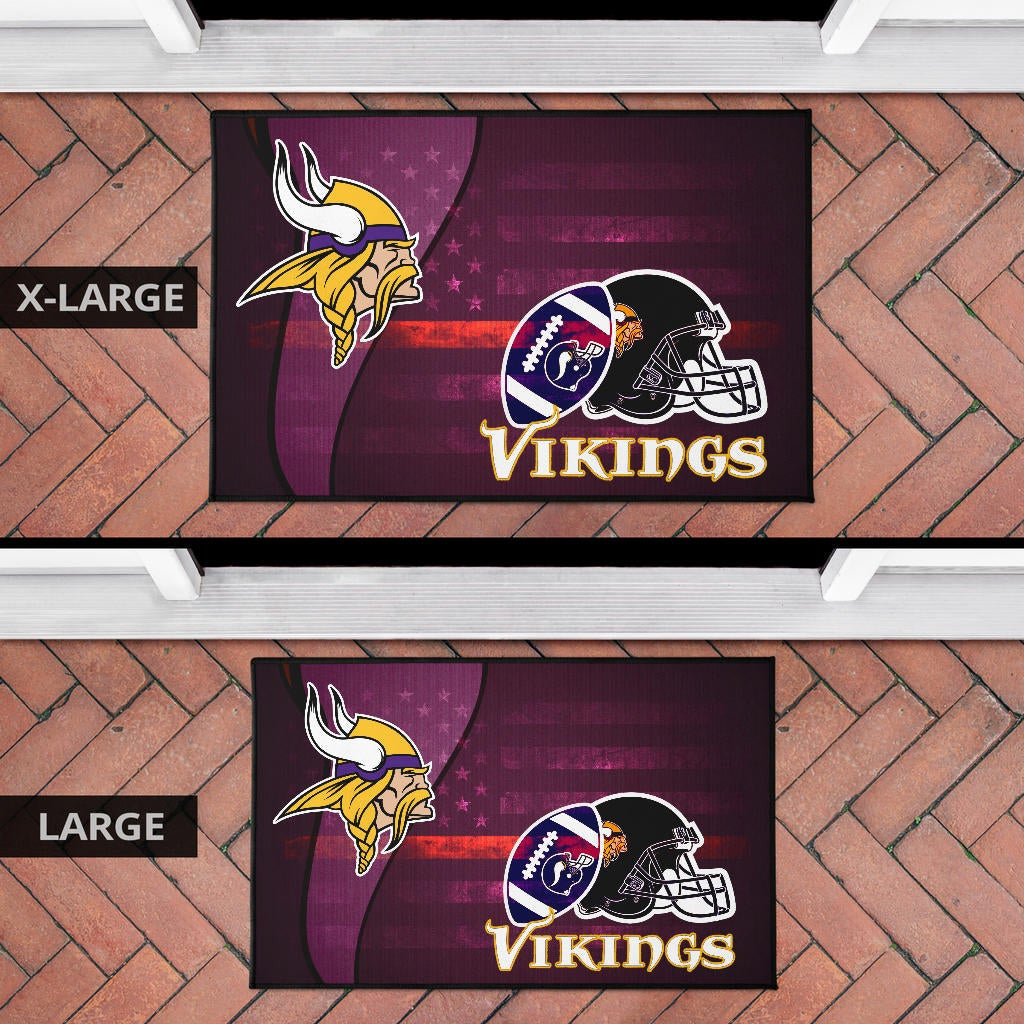 Minnesota Vikings American Football Team Door Mat Viking Head Rugby Ball And Black Helmet Symbol Door Mat Home Decor