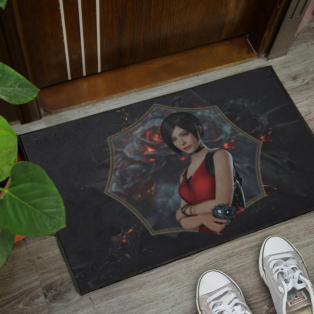 Resident Evil Game Door Mat - Pretty Ada Wong Red Dress Door Mat Home Decor