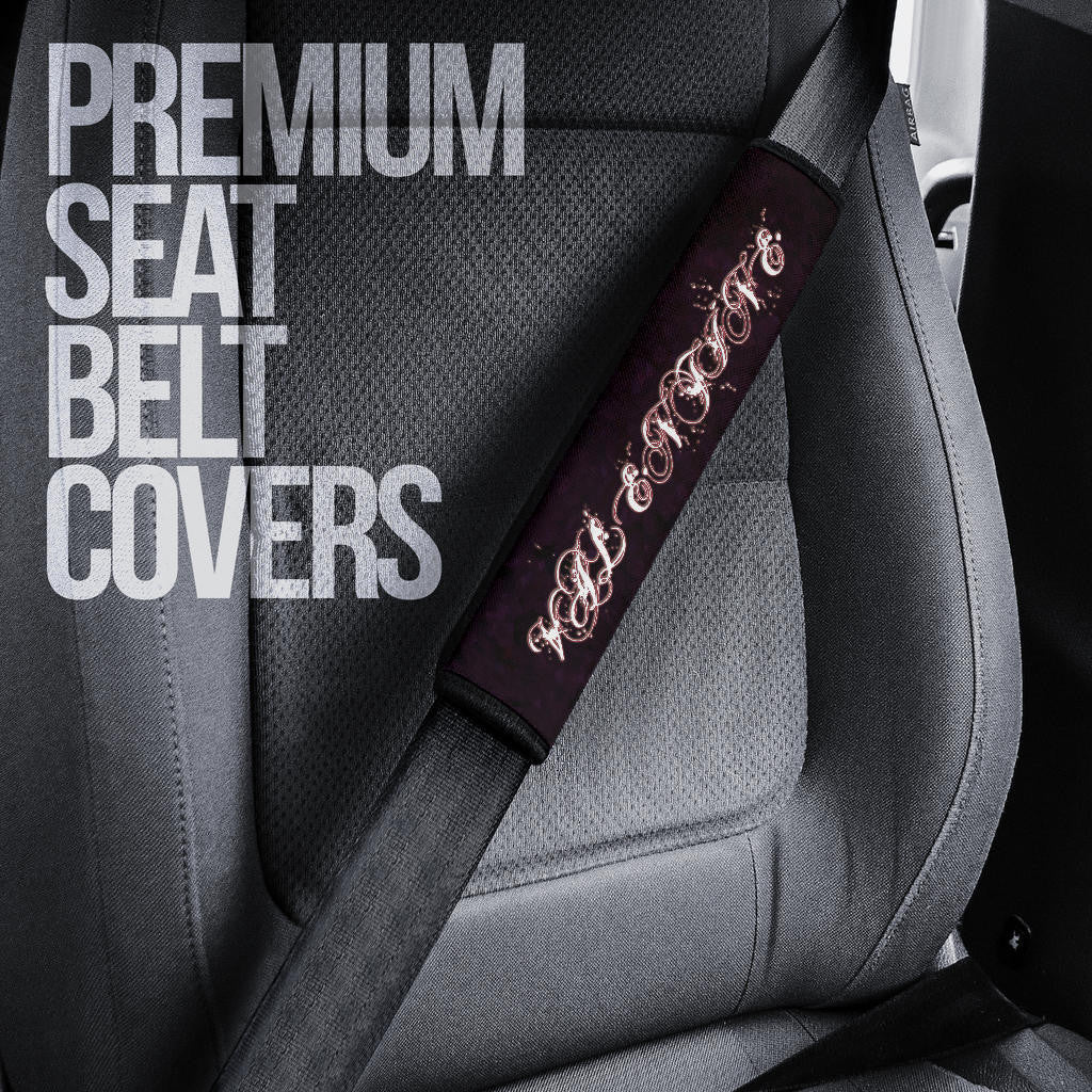 Valentine Seat Belt Covers - Skeleton Chest In Pink Heart Skull Patterns Belt Covers