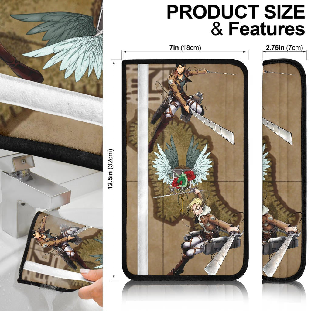 Attack On Titan Anime Seat Belt Covers AOT Annie Leonhart And Bertholdt Hoover Fighting For Rose Freedom Belt Covers