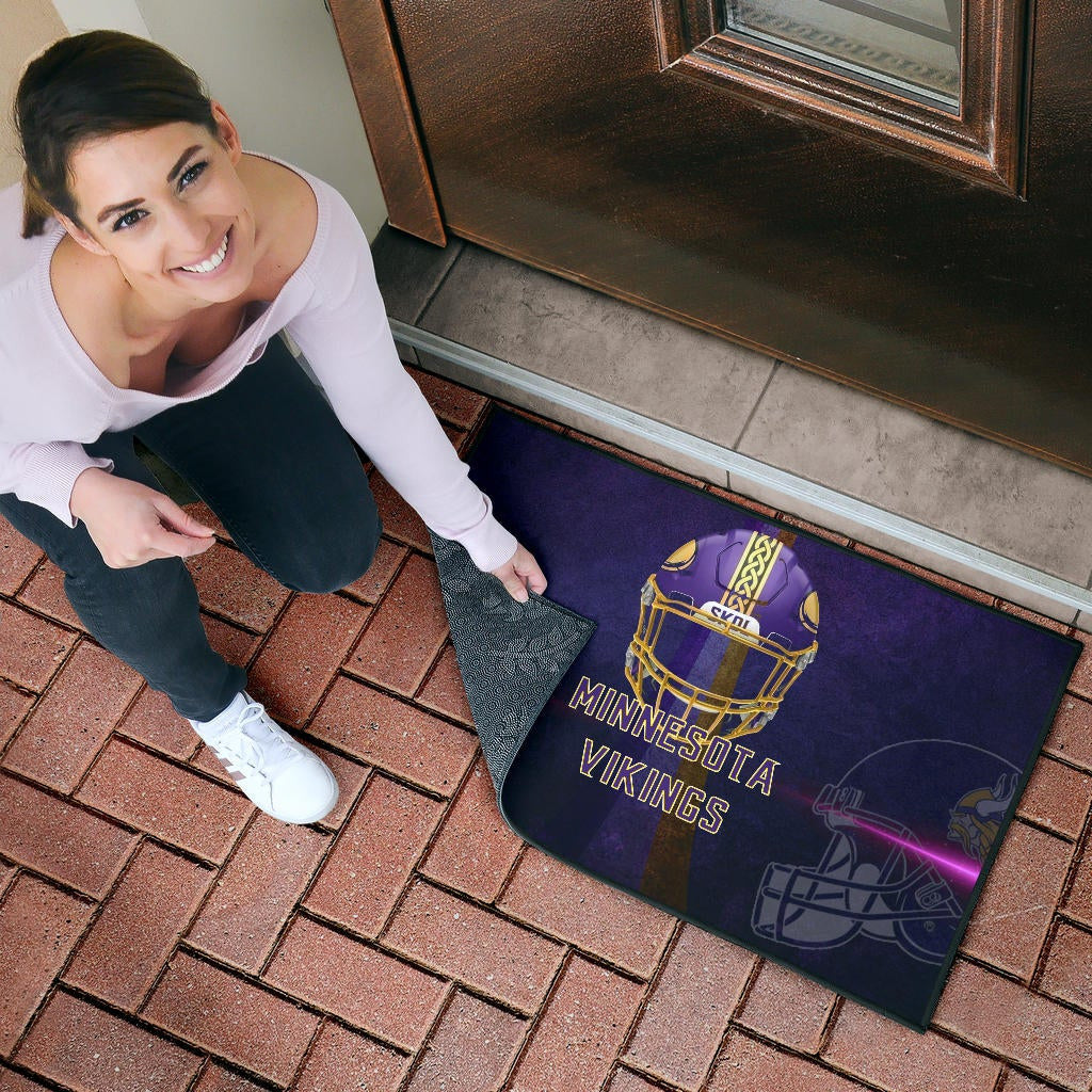 Minnesota Vikings American Football Team Door Mat Cool Purple Helmet Pink Neon Line Door Mat Home Decor
