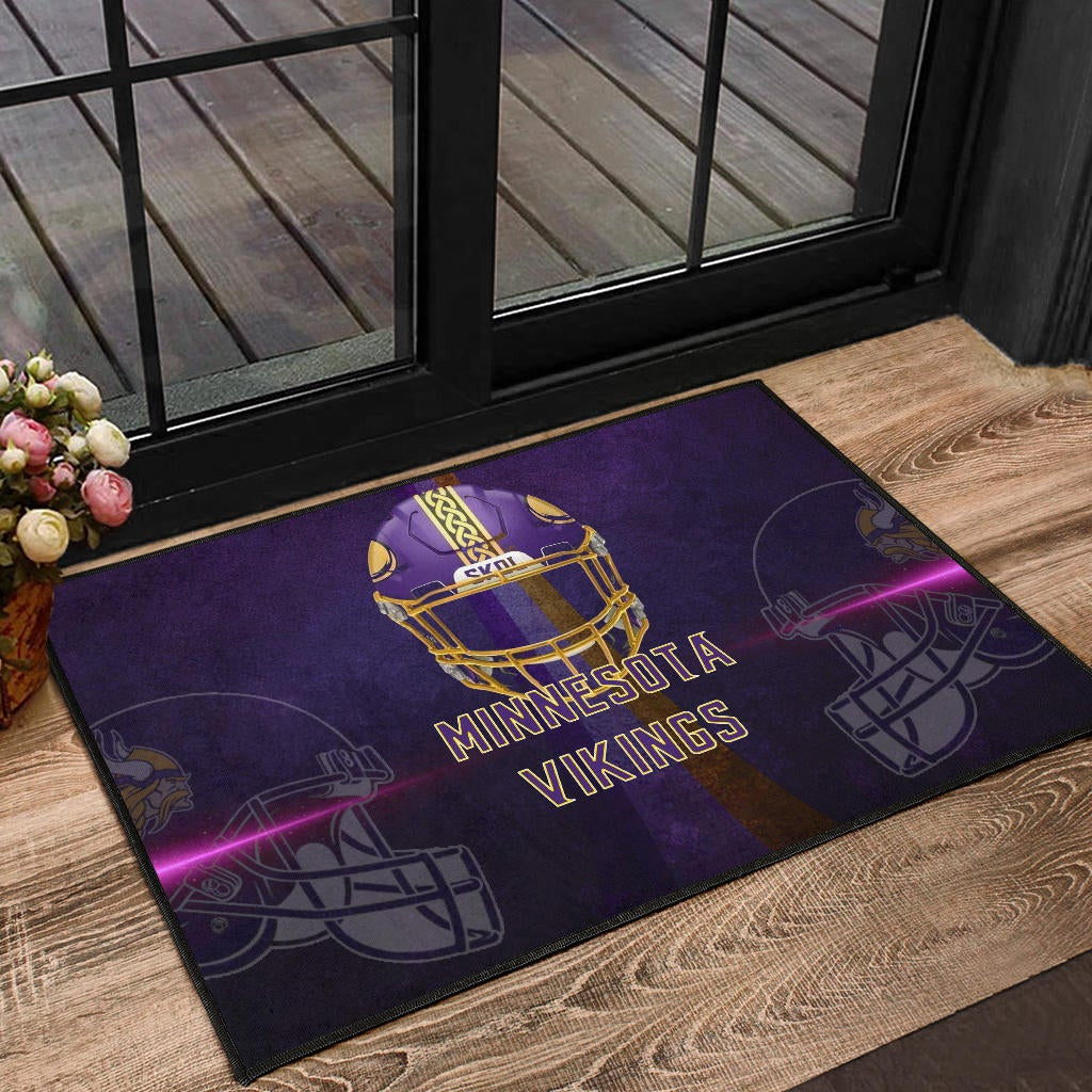 Minnesota Vikings American Football Team Door Mat Cool Purple Helmet Pink Neon Line Door Mat Home Decor