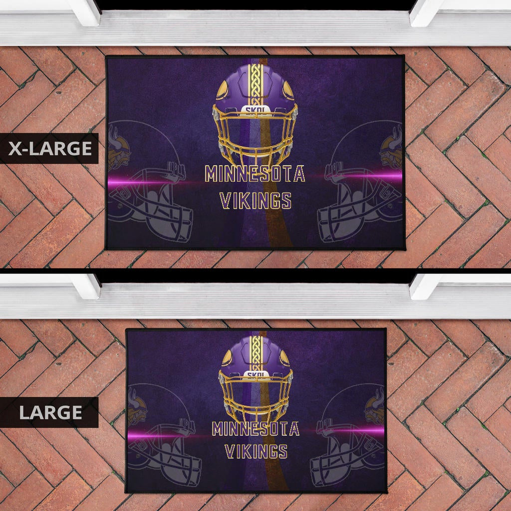Minnesota Vikings American Football Team Door Mat Cool Purple Helmet Pink Neon Line Door Mat Home Decor