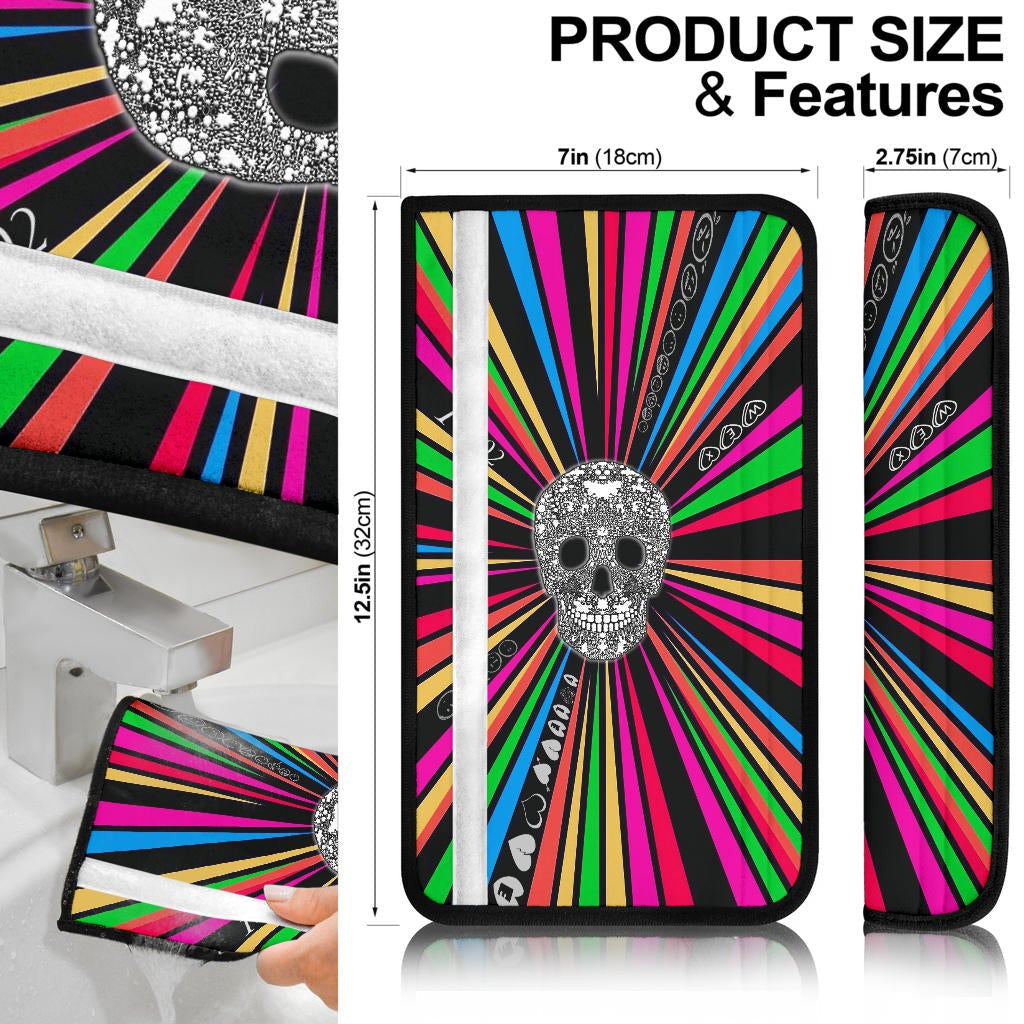 Valentine Seat Belt Covers Tiny Multi Patterns Black White Skull Deeping Mind Belt Covers