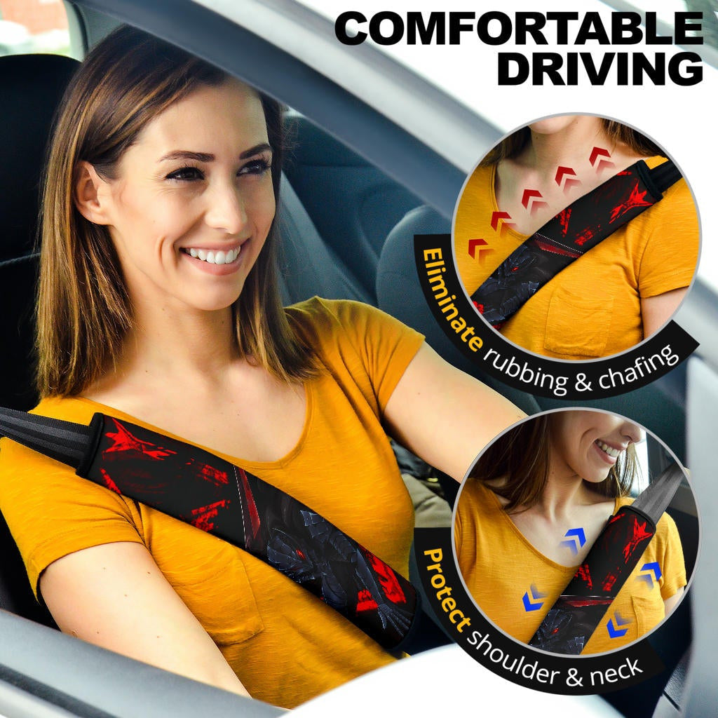 Berserk Anime Seat Belt Covers - Guts Armor Armadura Red Eye Shadowing Belt Covers