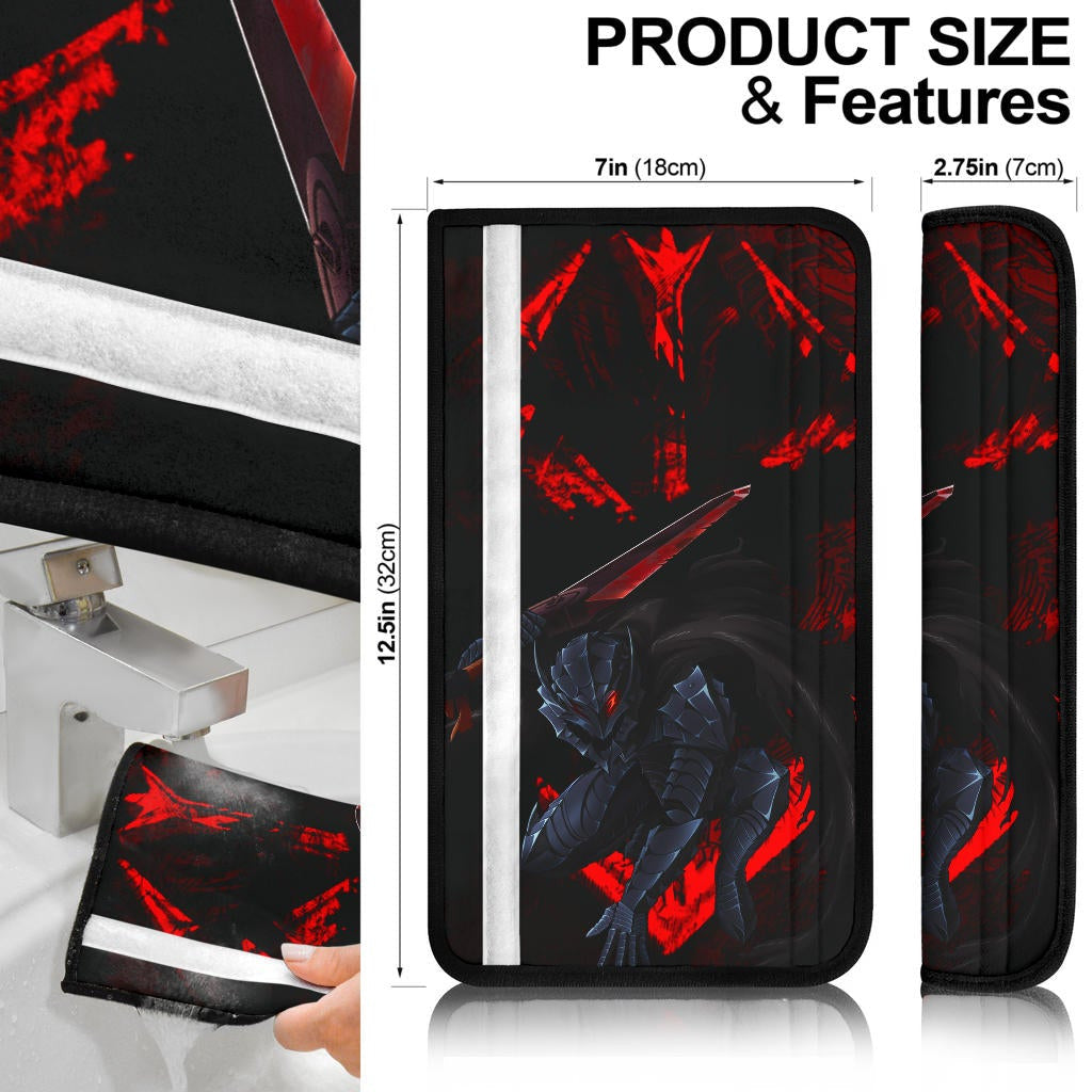Berserk Anime Seat Belt Covers - Guts Armor Armadura Red Eye Shadowing Belt Covers