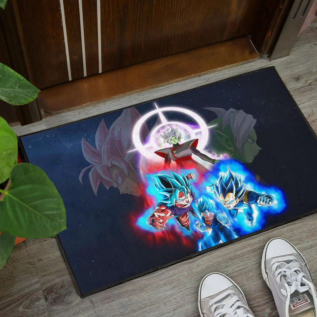 Dragon Ball Anime Door Mat - DB Super Saiyan Power Burst Vs Villains Fusao Zamasu Door Mat Home Decor