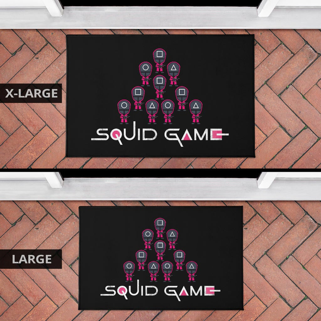 Squid Game Movie Door Mat - Funny Chibi Squid Workers Team Round Square Triangle Door Mat Home Decor