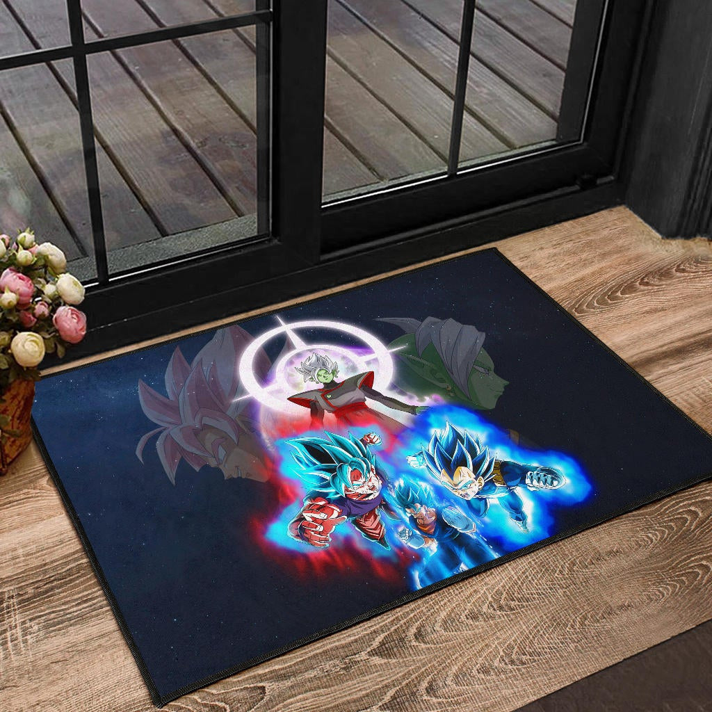 Dragon Ball Anime Door Mat - DB Super Saiyan Power Burst Vs Villains Fusao Zamasu Door Mat Home Decor