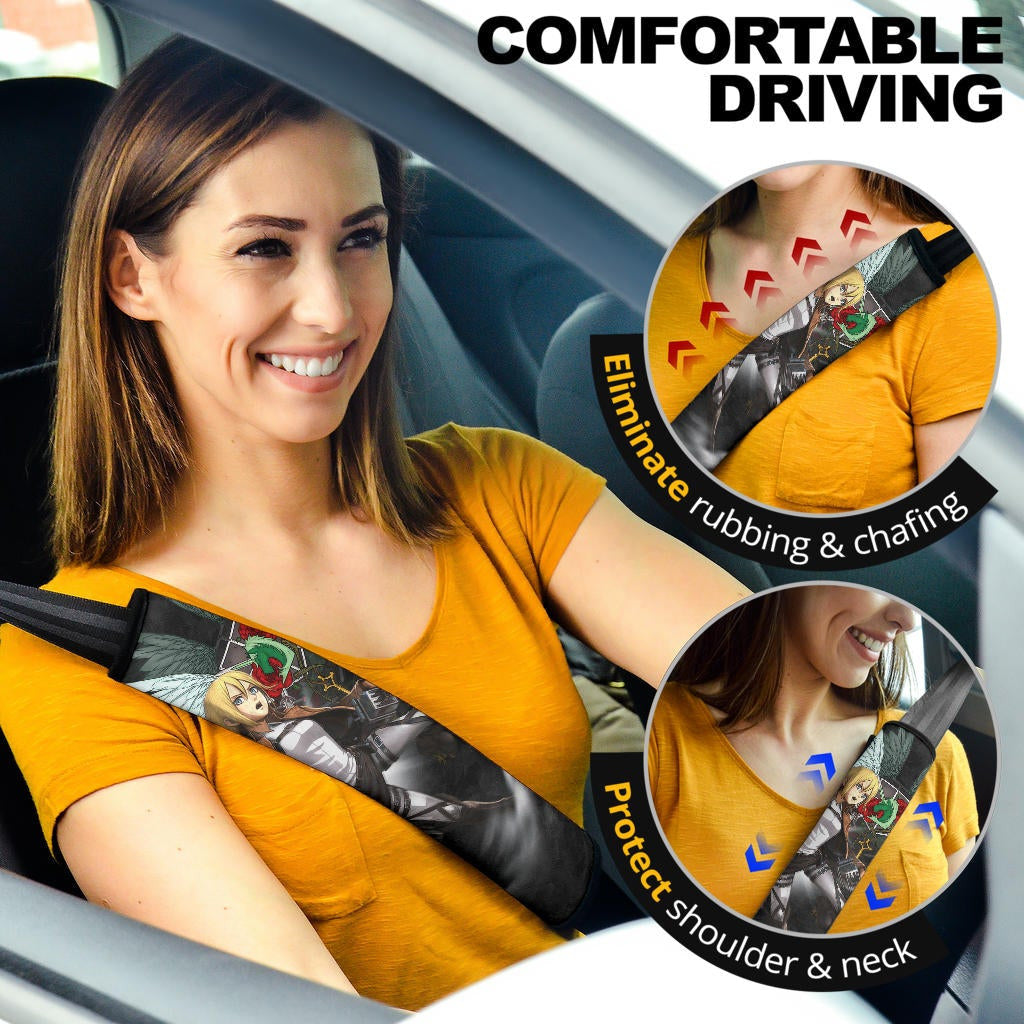Attack On Titan Anime Seat Belt Covers AOT Historia Fighting Artwork Wings Of Roses Belt Covers