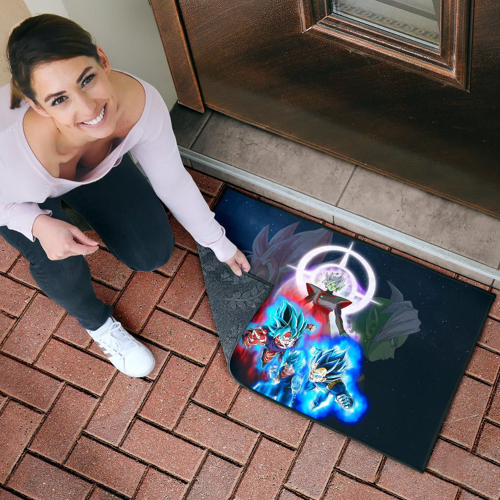 Dragon Ball Anime Door Mat - DB Super Saiyan Power Burst Vs Villains Fusao Zamasu Door Mat Home Decor