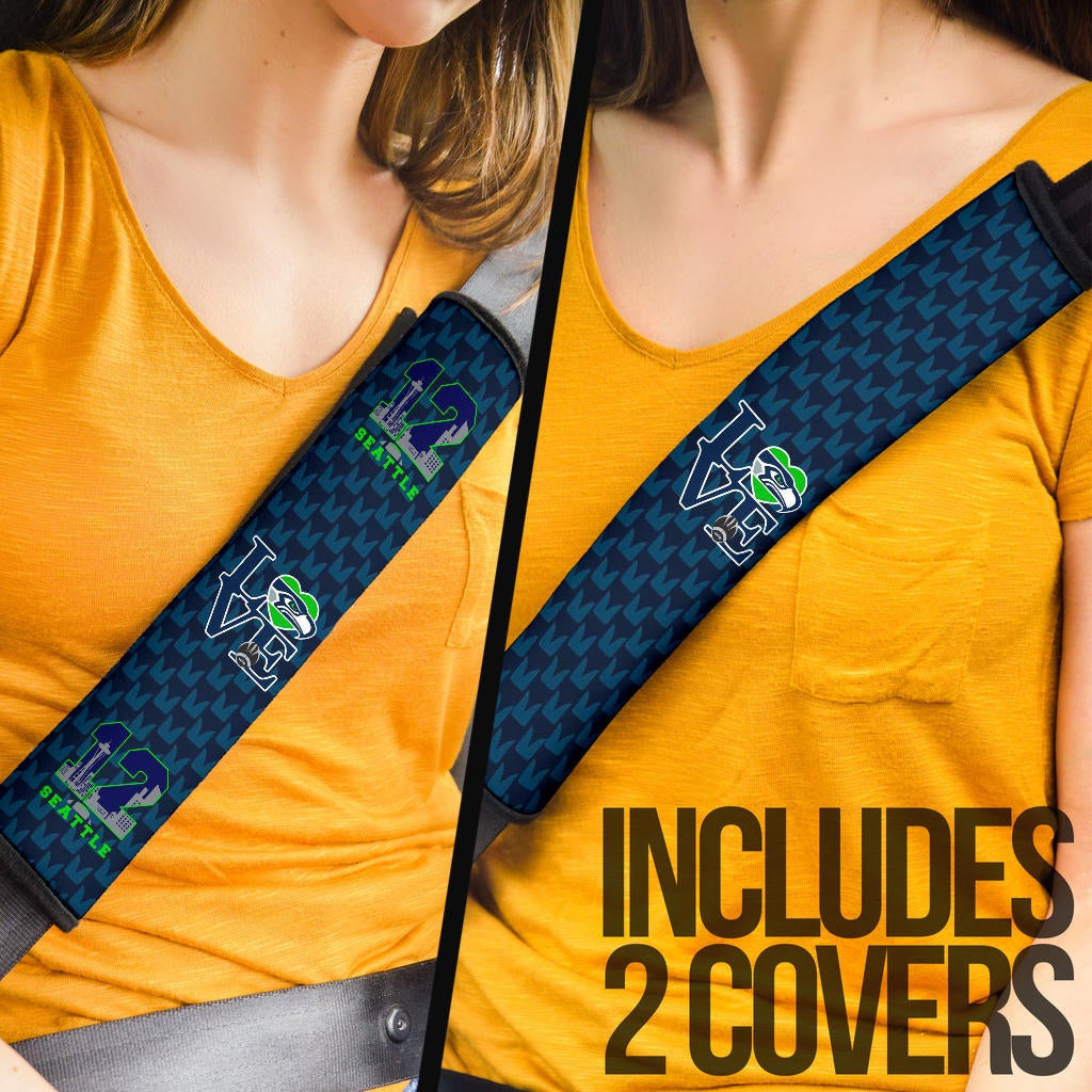 American Football Team Seat Belt Covers - Seattle Seahawks 12 Love Patterns Belt Covers