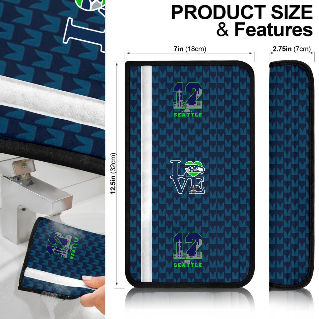 American Football Team Seat Belt Covers - Seattle Seahawks 12 Love Patterns Belt Covers