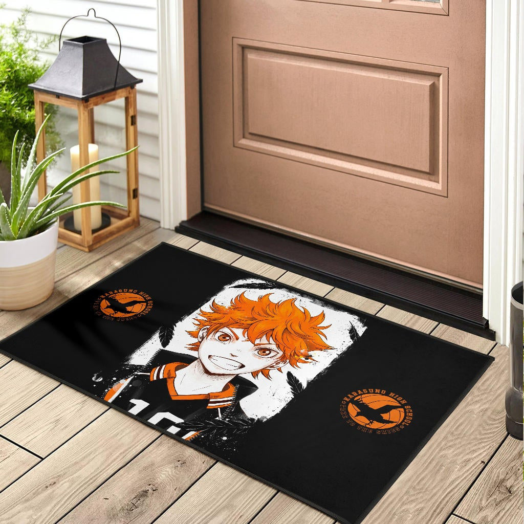 Haikyuu Anime Door Mat - Shouyou Hinata 10 High School Raven Black Orange Door Mat