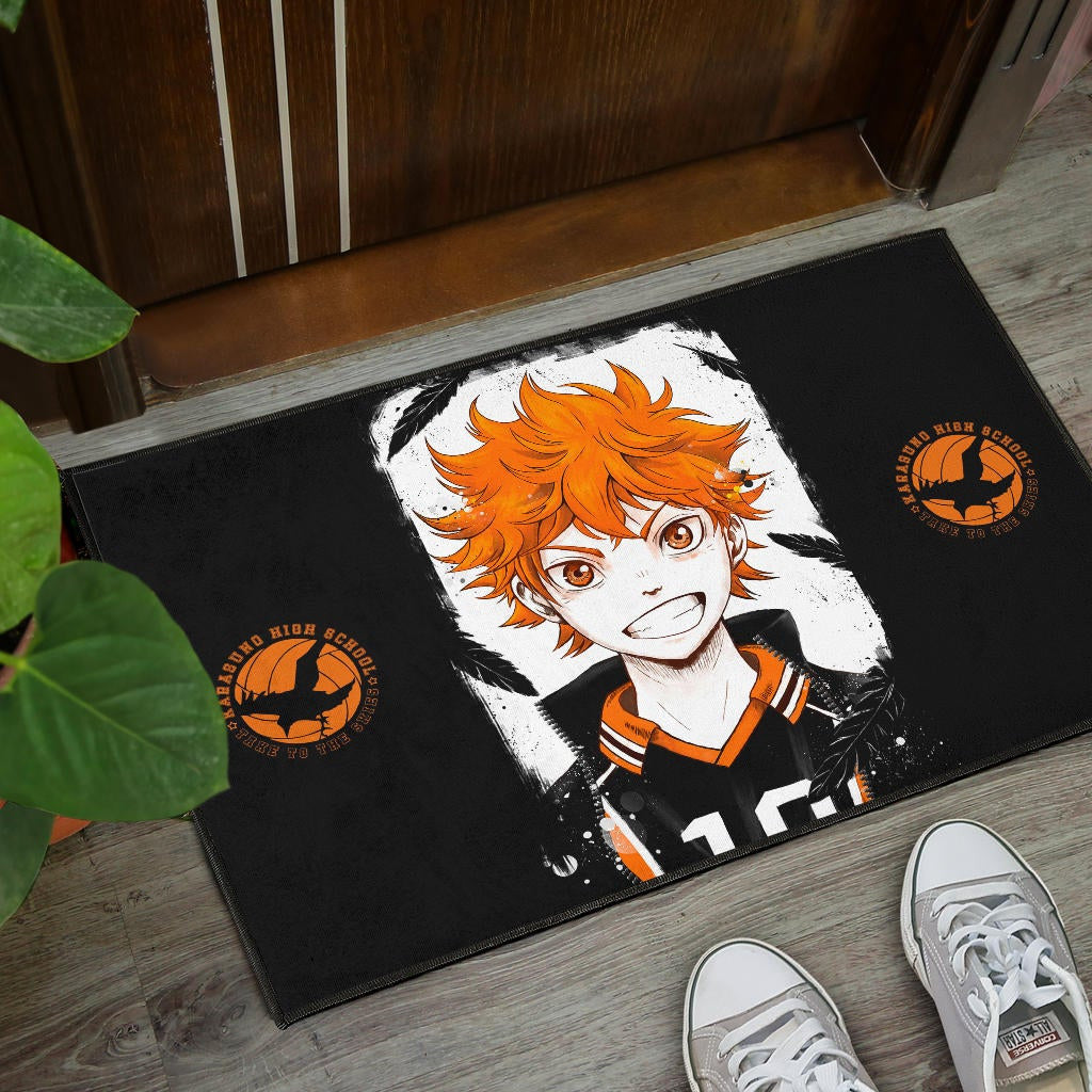 Haikyuu Anime Door Mat - Shouyou Hinata 10 High School Raven Black Orange Door Mat