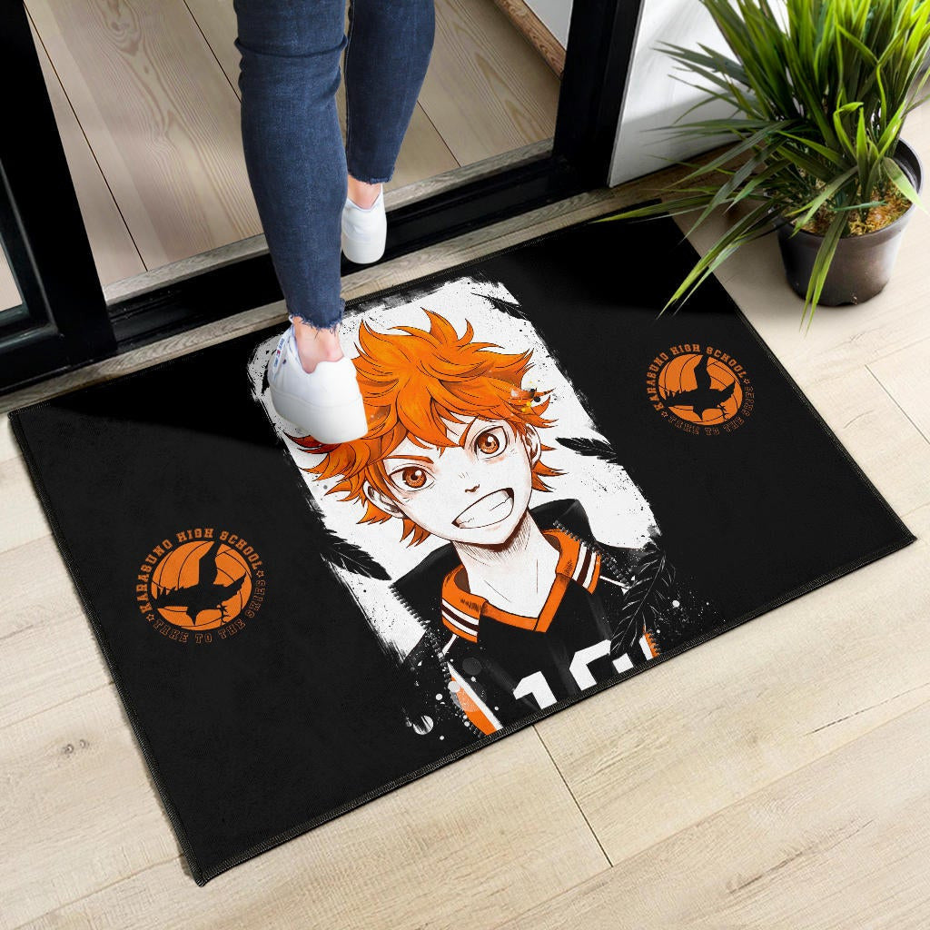 Haikyuu Anime Door Mat - Shouyou Hinata 10 High School Raven Black Orange Door Mat