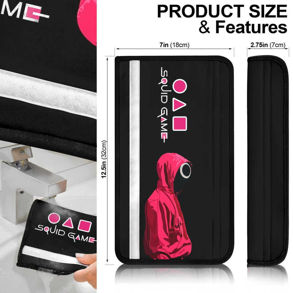 Squid Game Movie Seat Belt Covers - Squid Workers Face To Face Round Square Triangle Belt Covers