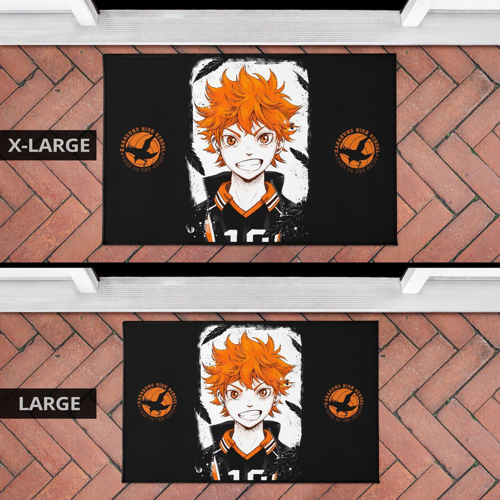 Haikyuu Anime Door Mat - Shouyou Hinata 10 High School Raven Black Orange Door Mat