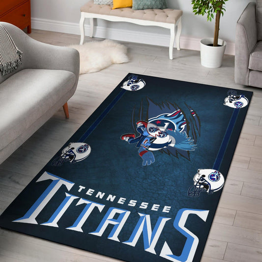 Tennessee Titans American Football Team Area Rug Funny Little Player On Claw Scratches Helmet Patterns Rugs Home Decor