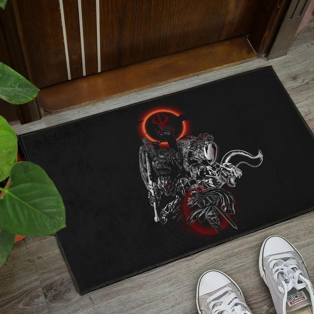 Berserk Anime Door Mat - Main Characters Dark Black Sun Artwork Door Mat Home Decor