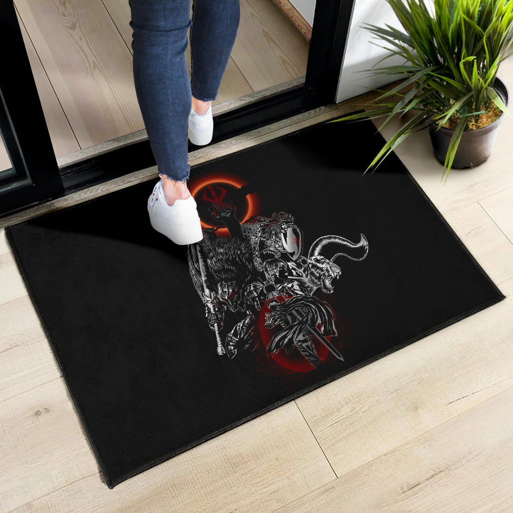 Berserk Anime Door Mat - Main Characters Dark Black Sun Artwork Door Mat Home Decor