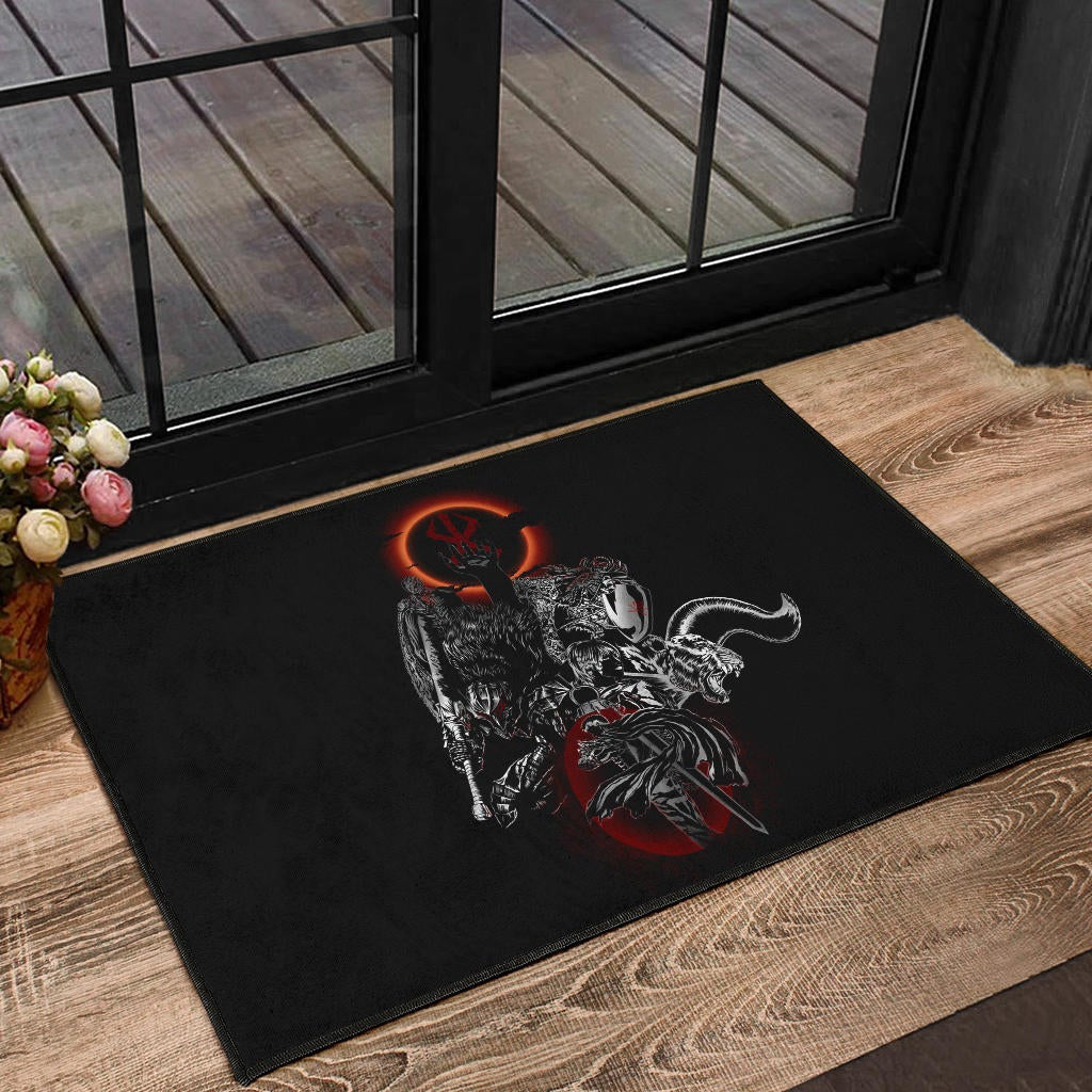 Berserk Anime Door Mat - Main Characters Dark Black Sun Artwork Door Mat Home Decor