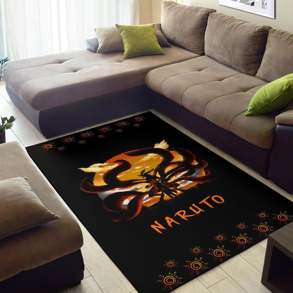 Naruto Anime Area Rug - Naruto Eight Trigram Seal With Kyuubi Nine Tails Rugs Home Decor