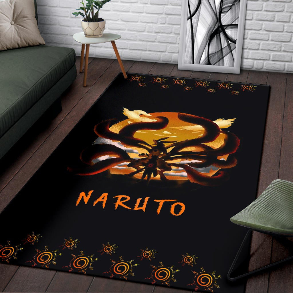 Naruto Anime Area Rug - Naruto Eight Trigram Seal With Kyuubi Nine Tails Rugs Home Decor