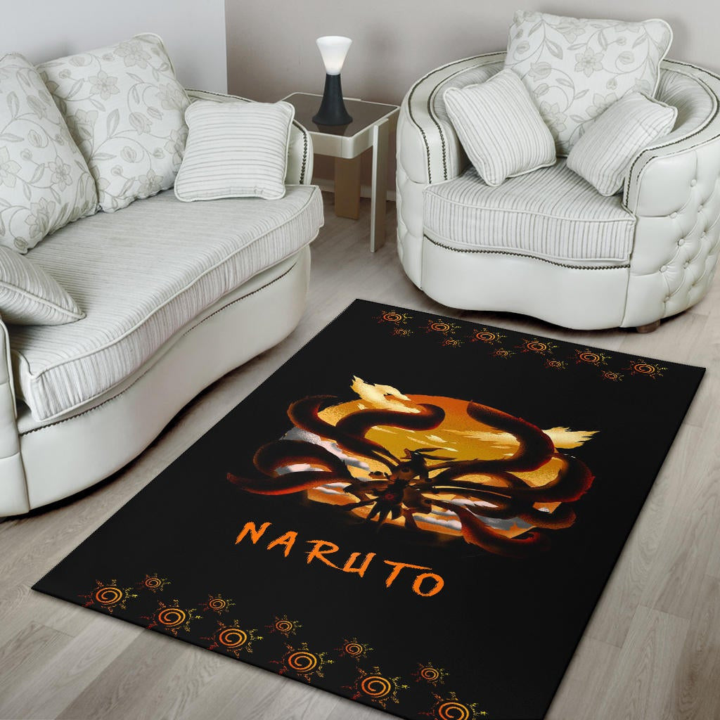 Naruto Anime Area Rug - Naruto Eight Trigram Seal With Kyuubi Nine Tails Rugs Home Decor