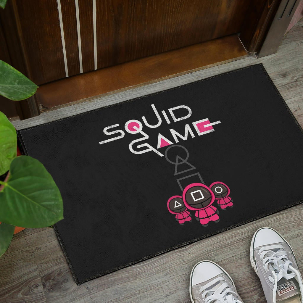 Squid Game Movie Door Mat Cute Chibi Squid Workers Round Square Triangle Door Mat Home Decor